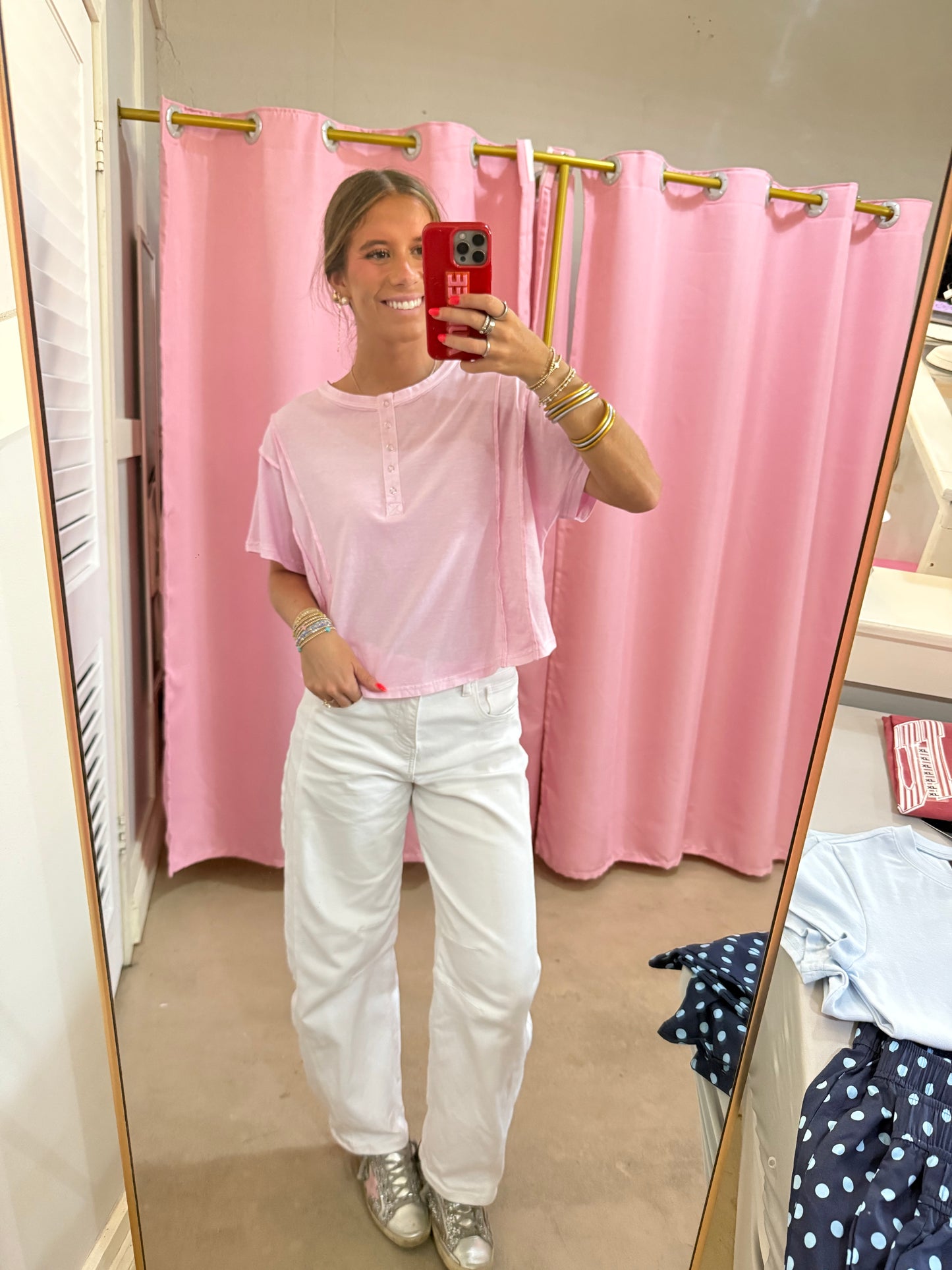 Pink Buttoned Top