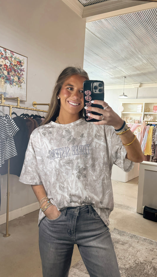 Camo Embroidered Three Sisters Tee