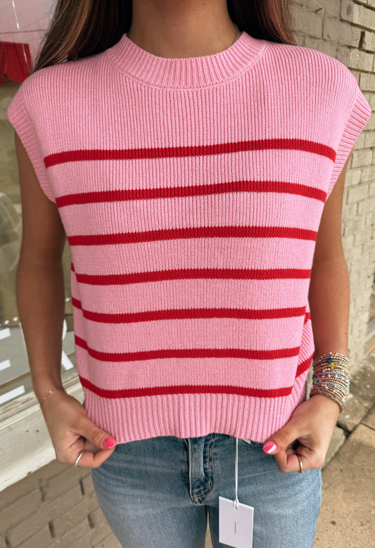 Pink & Red Stripe Top