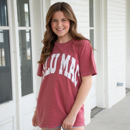 Lulu Mac Maroon Camo Comfort Color Tee