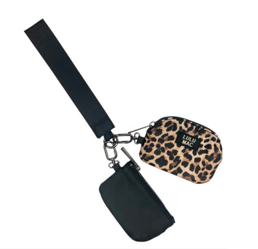 Cheetah & Black Lulu Mac Wristlet