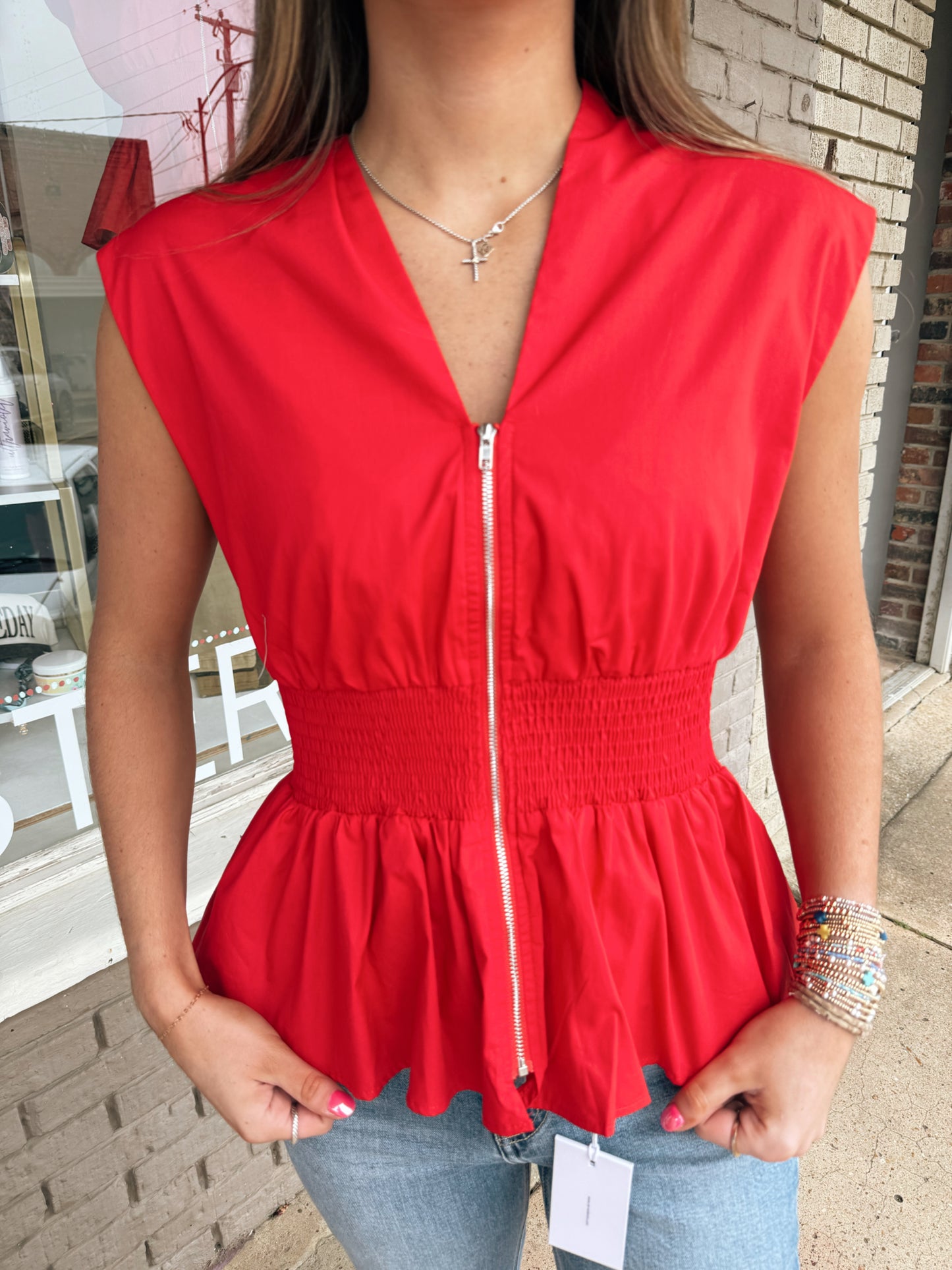 Red Zip Up Top