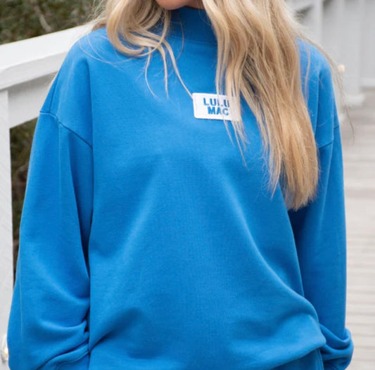 Blue Lulu Mac Terry Cloth Mock Neck