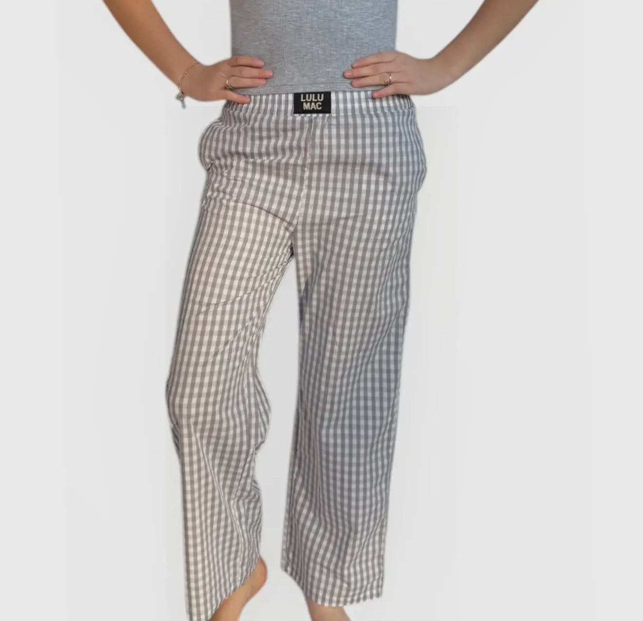 Grey Gingham Lulu Mac Pants