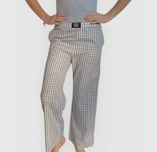 Grey Gingham Lulu Mac Pants