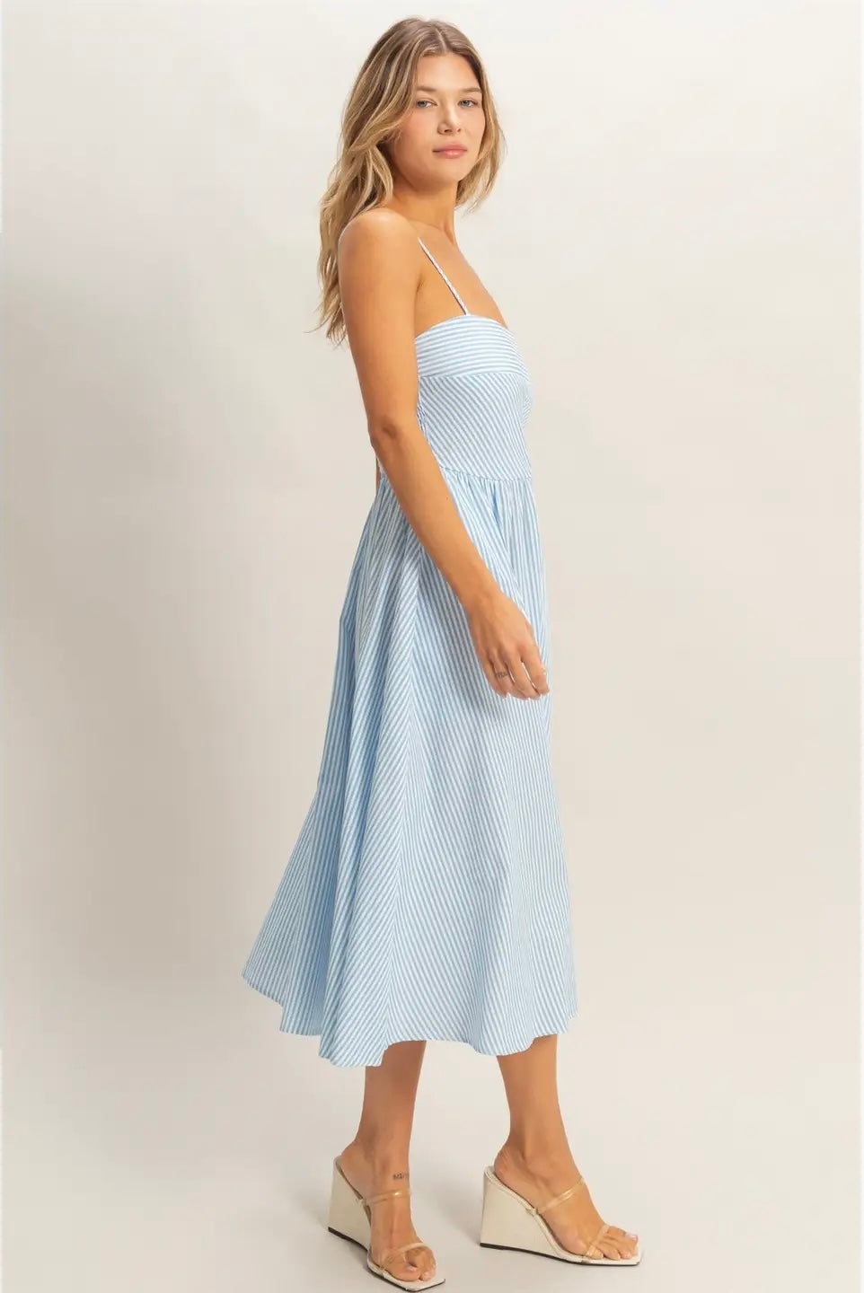 Blue Stripe Spaghetti Strap Dress