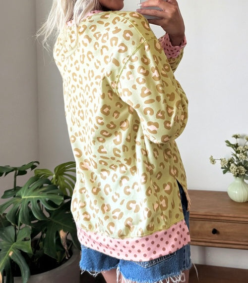Green Leopard Long Sleeve Top