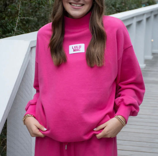 Pink Lulu Mac Terry Cloth Mock Neck
