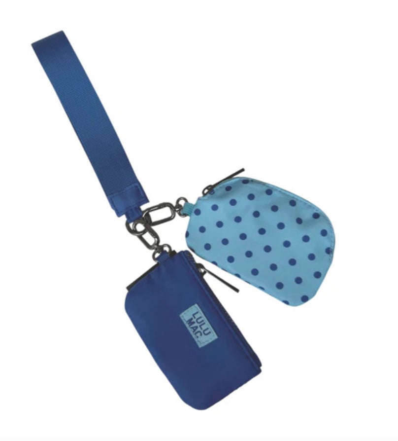 Lulu Mac Blue/Navy Dot Wristlet