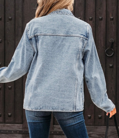 Scallop Trim Denim Jacket