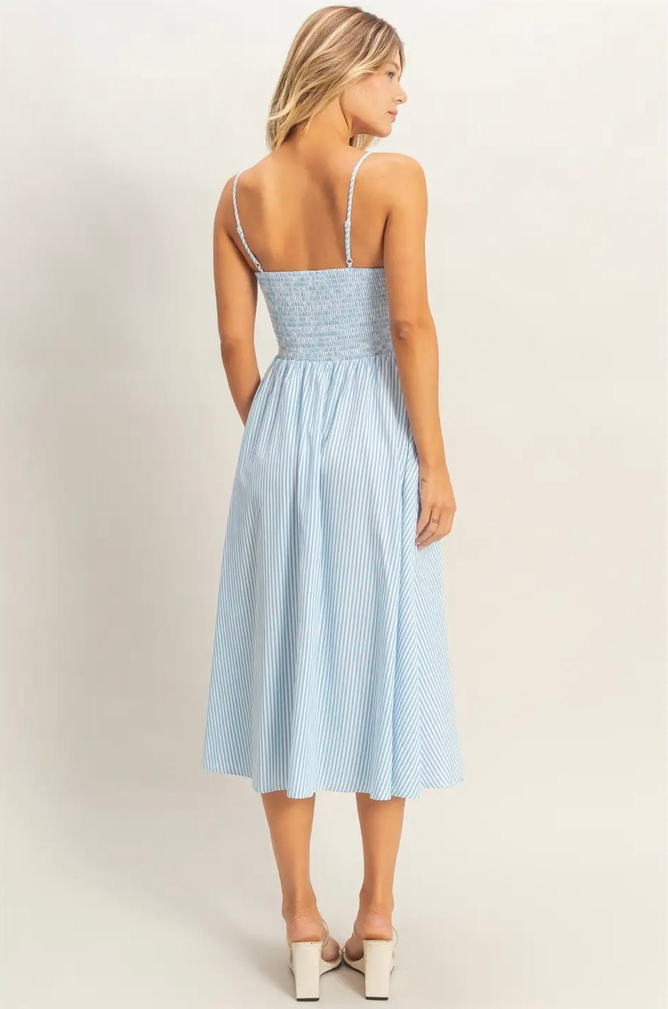 Blue Stripe Spaghetti Strap Dress