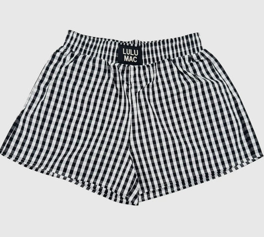 Black Gingham Lulu Mac Shorts