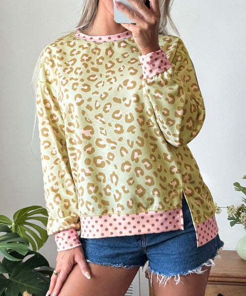 Green Leopard Long Sleeve Top