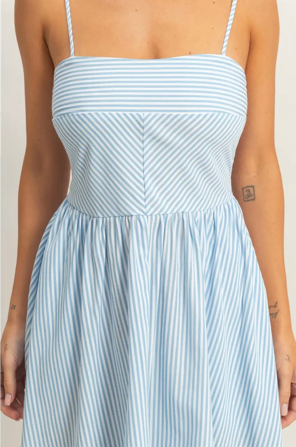 Blue Stripe Spaghetti Strap Dress