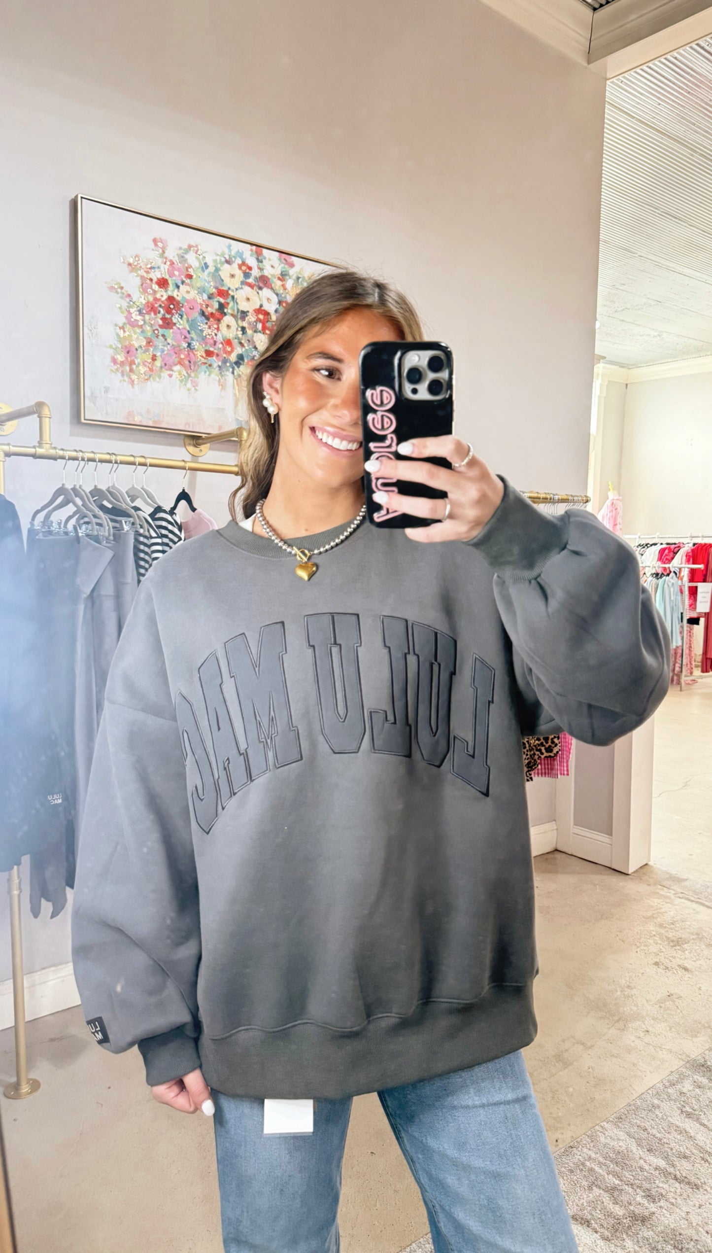 Grey Monochrome Lulu Mac sweatshirt