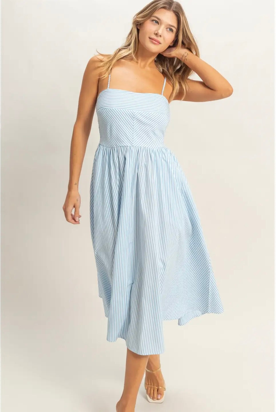Blue Stripe Spaghetti Strap Dress