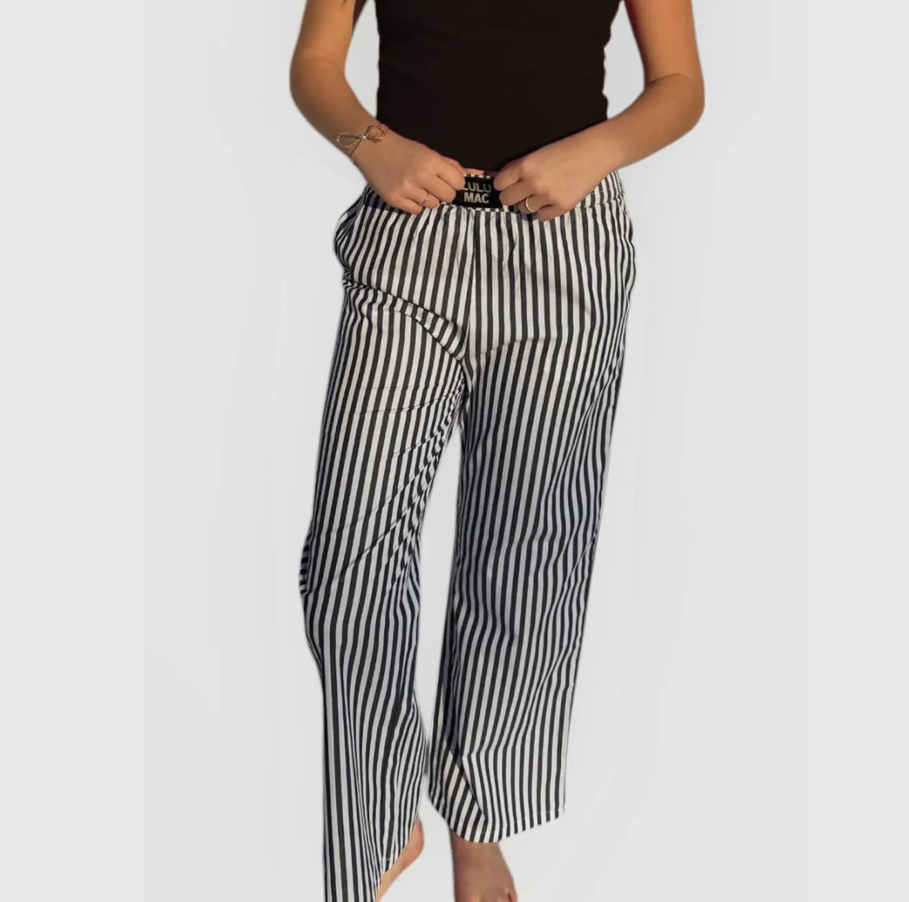 Black Stripe Lulu Mac Pants