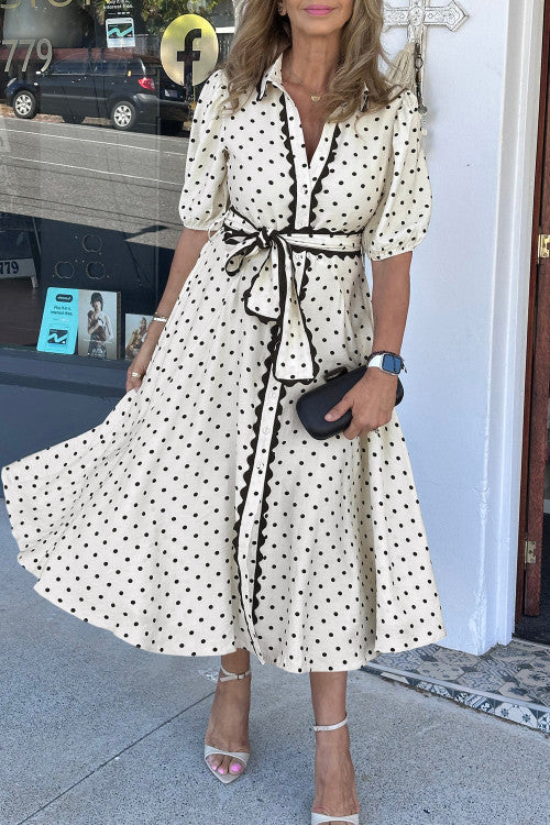 White and Black Polka Dot Dress
