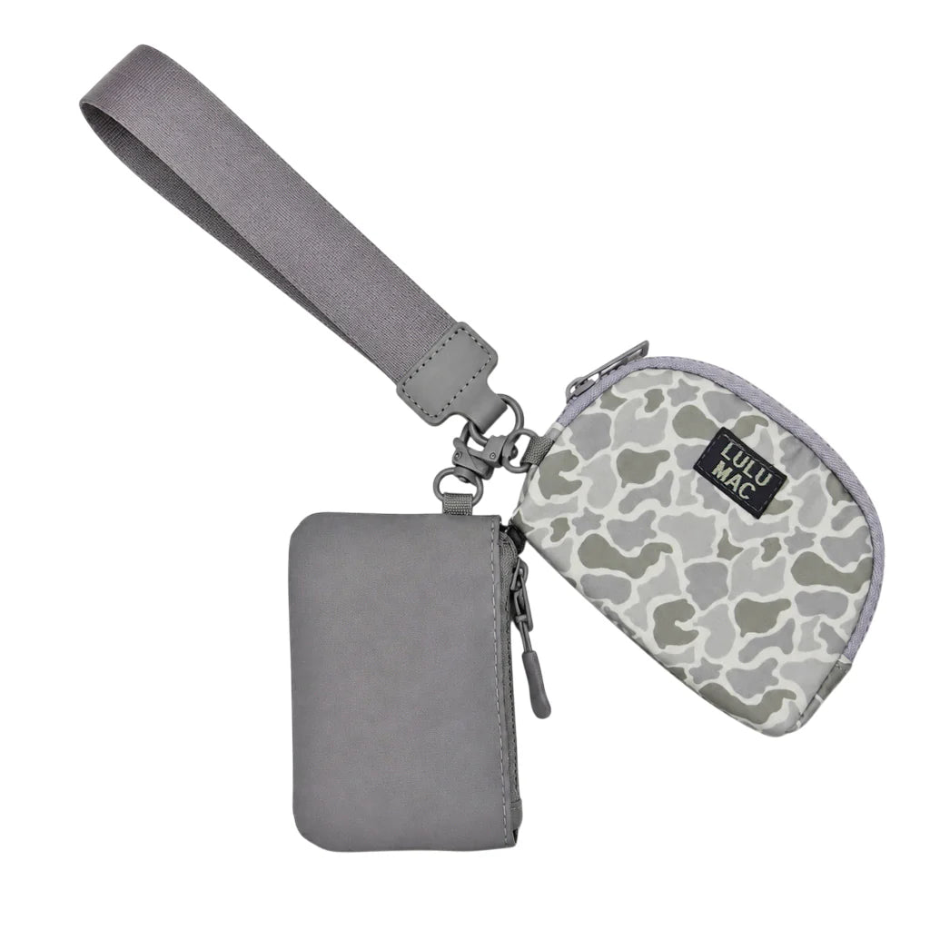 Lulu Mac Grey/White Camo Wristlet