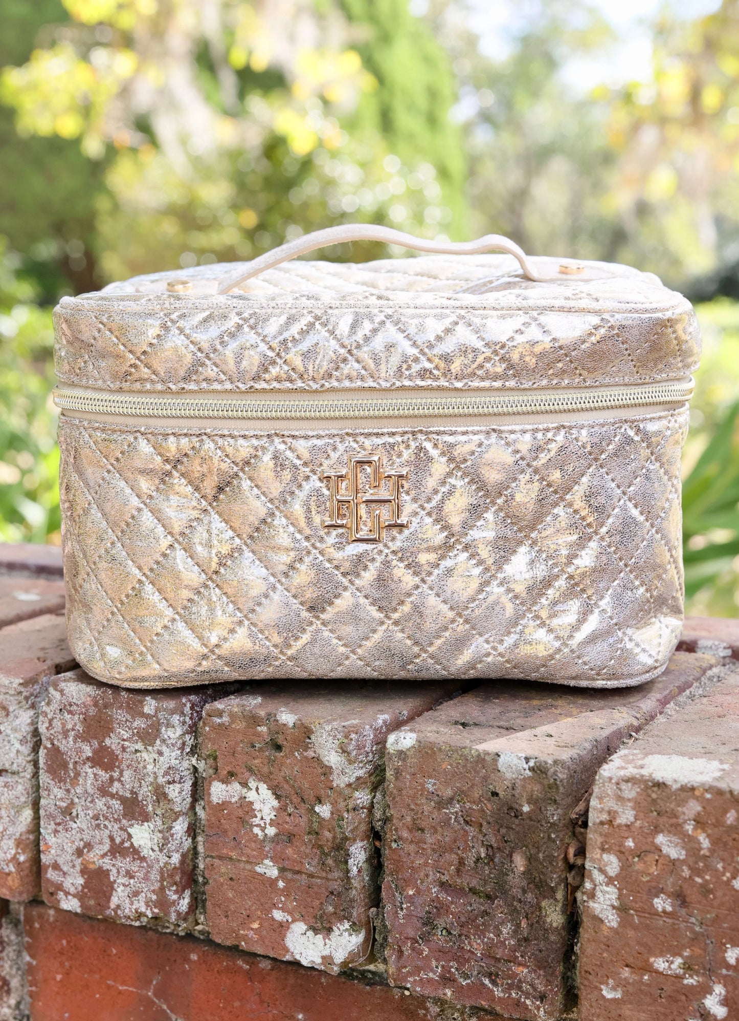 Caroline Hill Champagne Gold Makeup Case