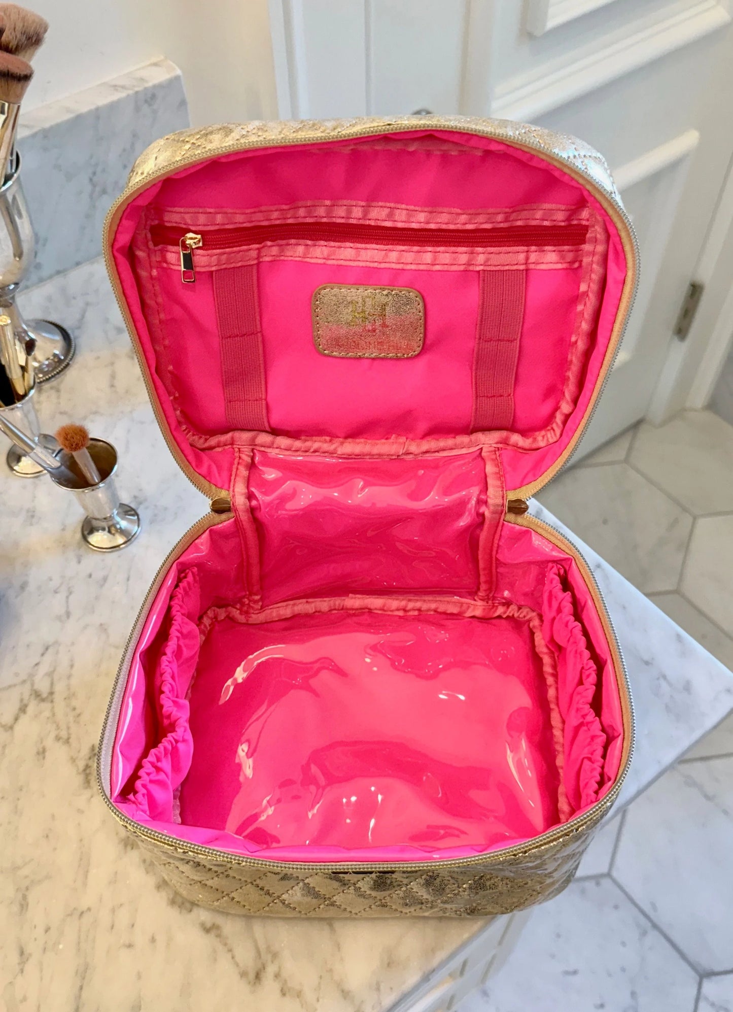 Caroline Hill Champagne Gold Makeup Case
