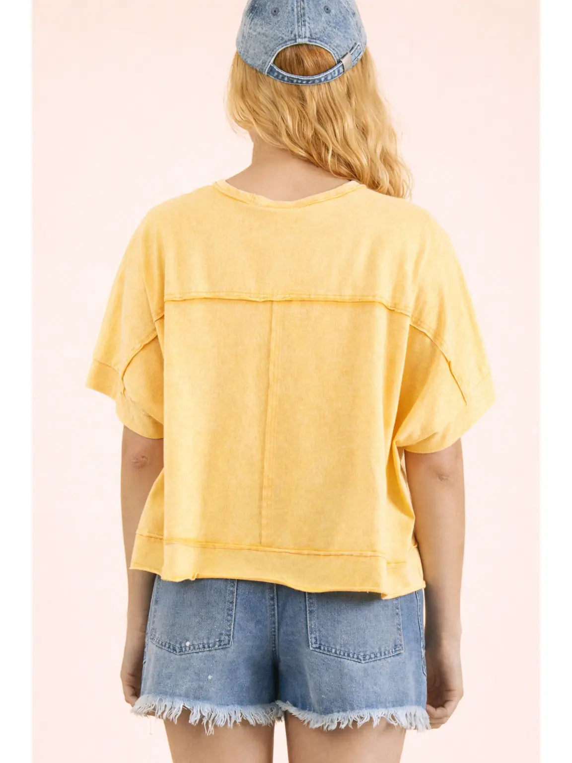 Yellow Mineral Washed Simple Top