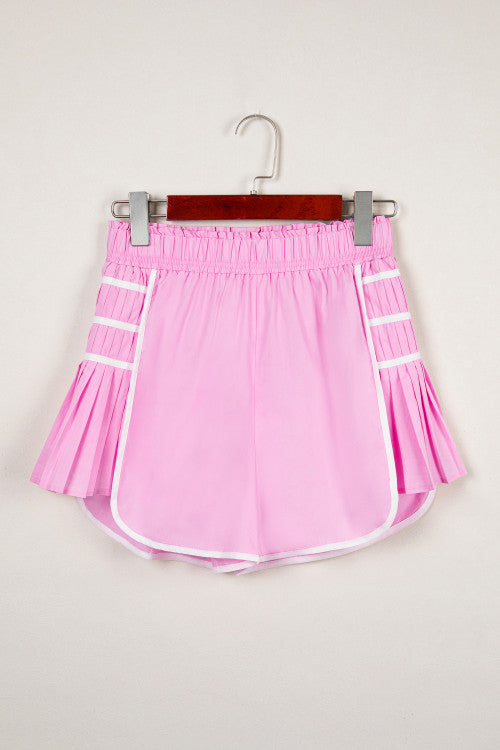 Pink Pleated Athletic Shorts
