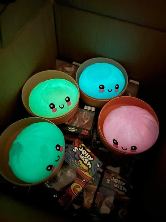 Glow In The Dark Glitter Dumpling Squishy - mystery colors