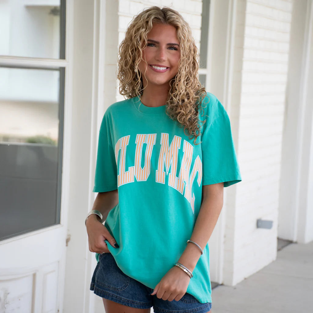 Island Green and Orange Stripe Lulu Mac Tee