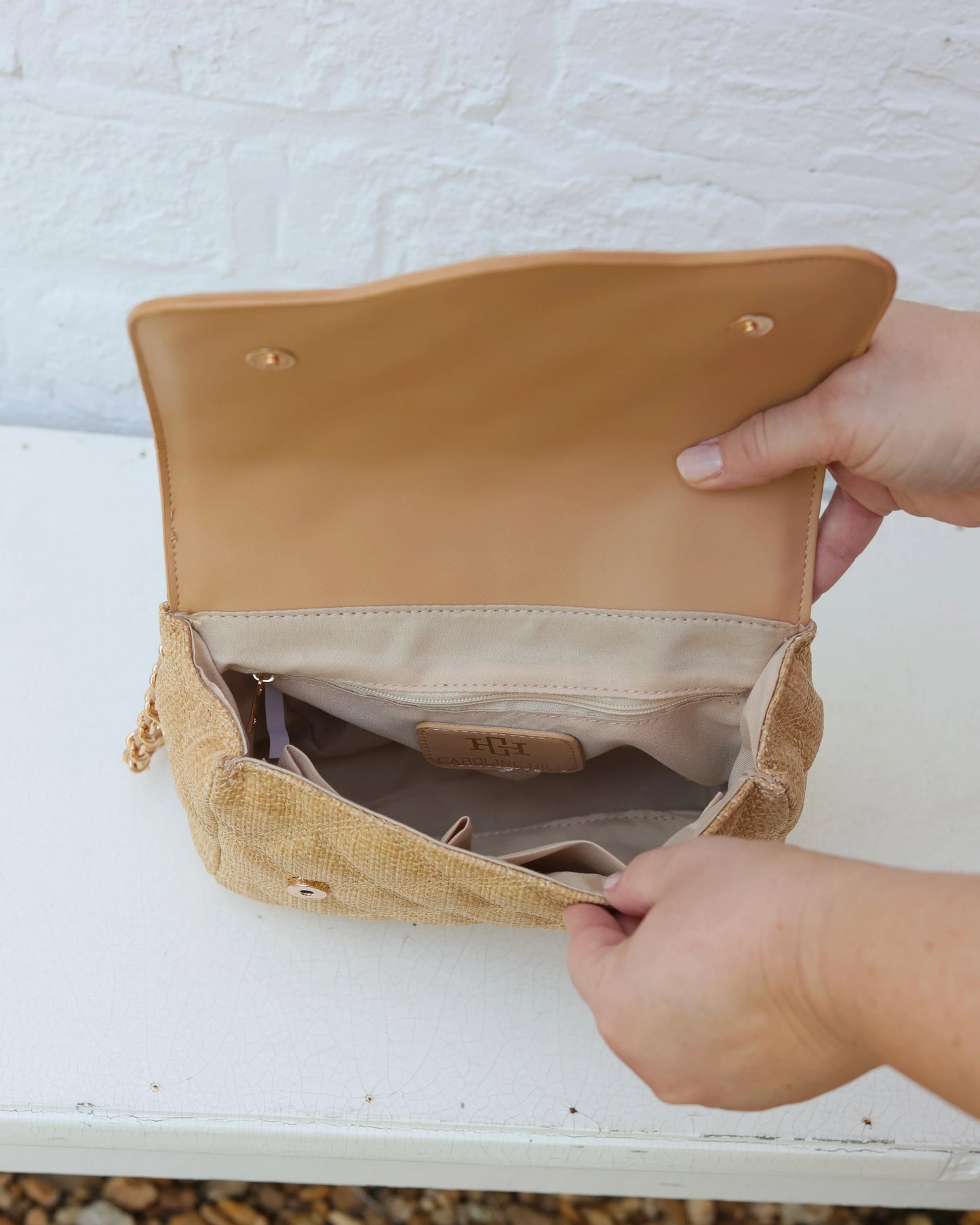Caroline Hill Elle Natural/Tan Crossbody Bag