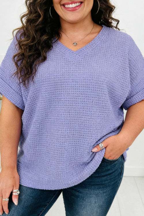 Purple Waffle Knit Plus Top