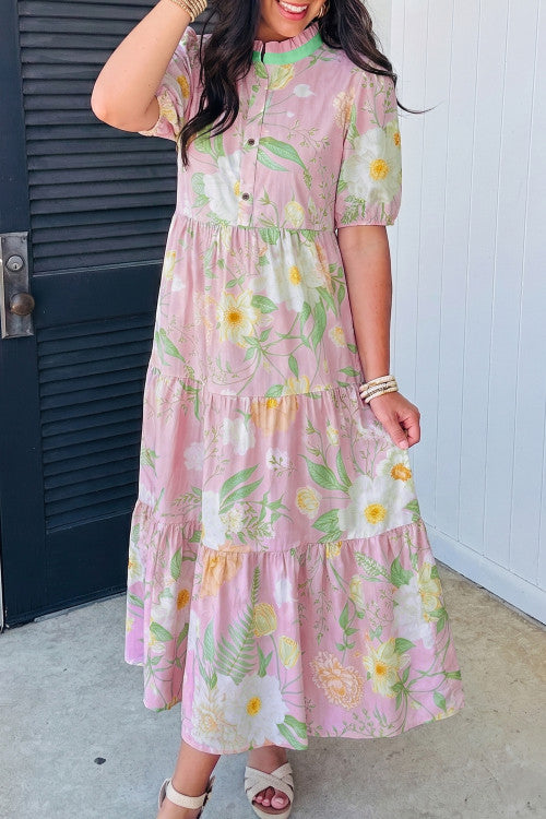 Pink Floral Maxi Dress