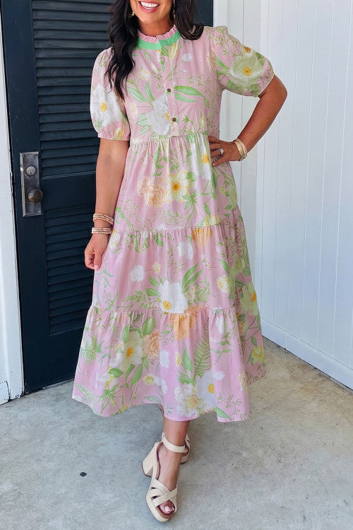 Pink Floral Maxi Dress