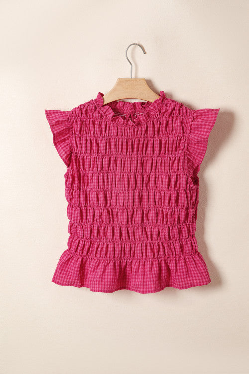 Red Plaid Ruffle Top