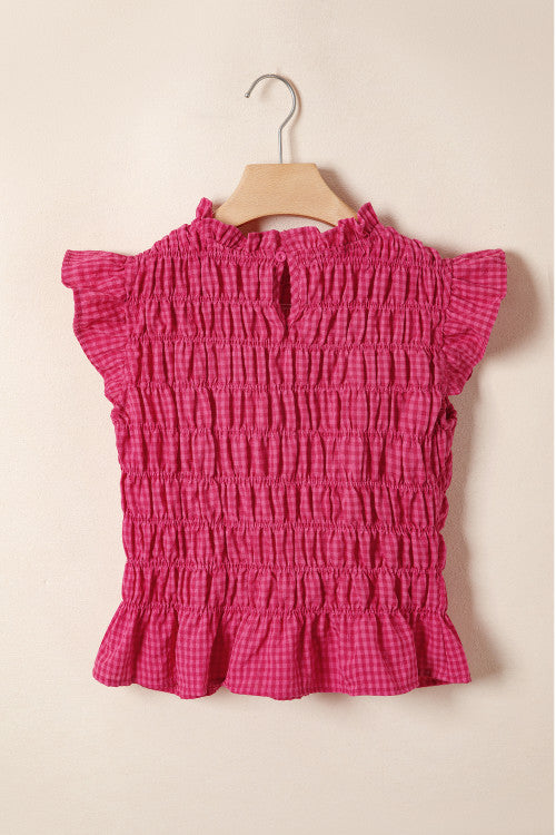 Red Plaid Ruffle Top