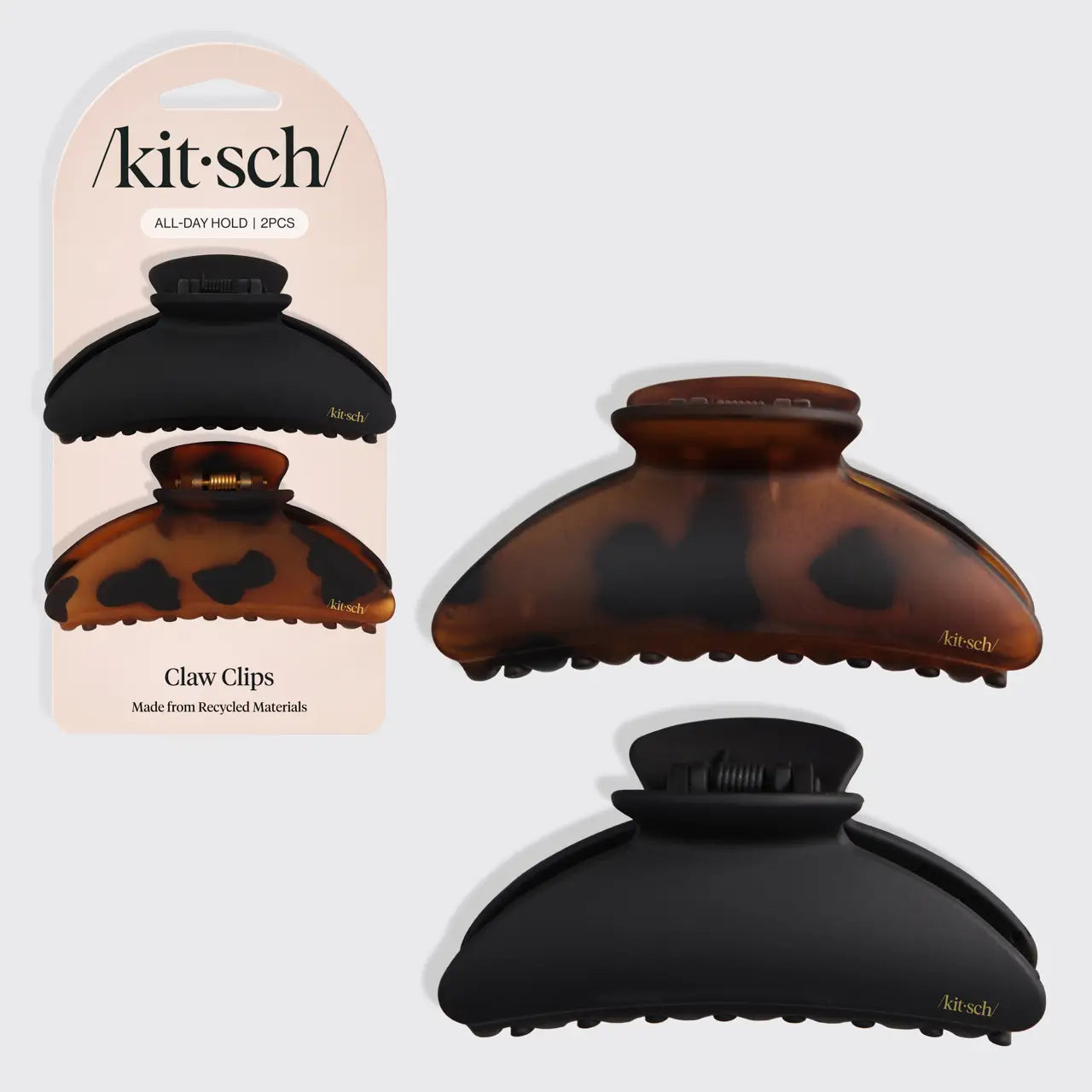 Kitsch Medium Claw Clips - Black and Tortoise