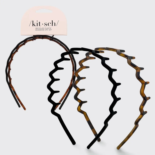 Kitsch Zig Zag Heabands - Black and Tortoise