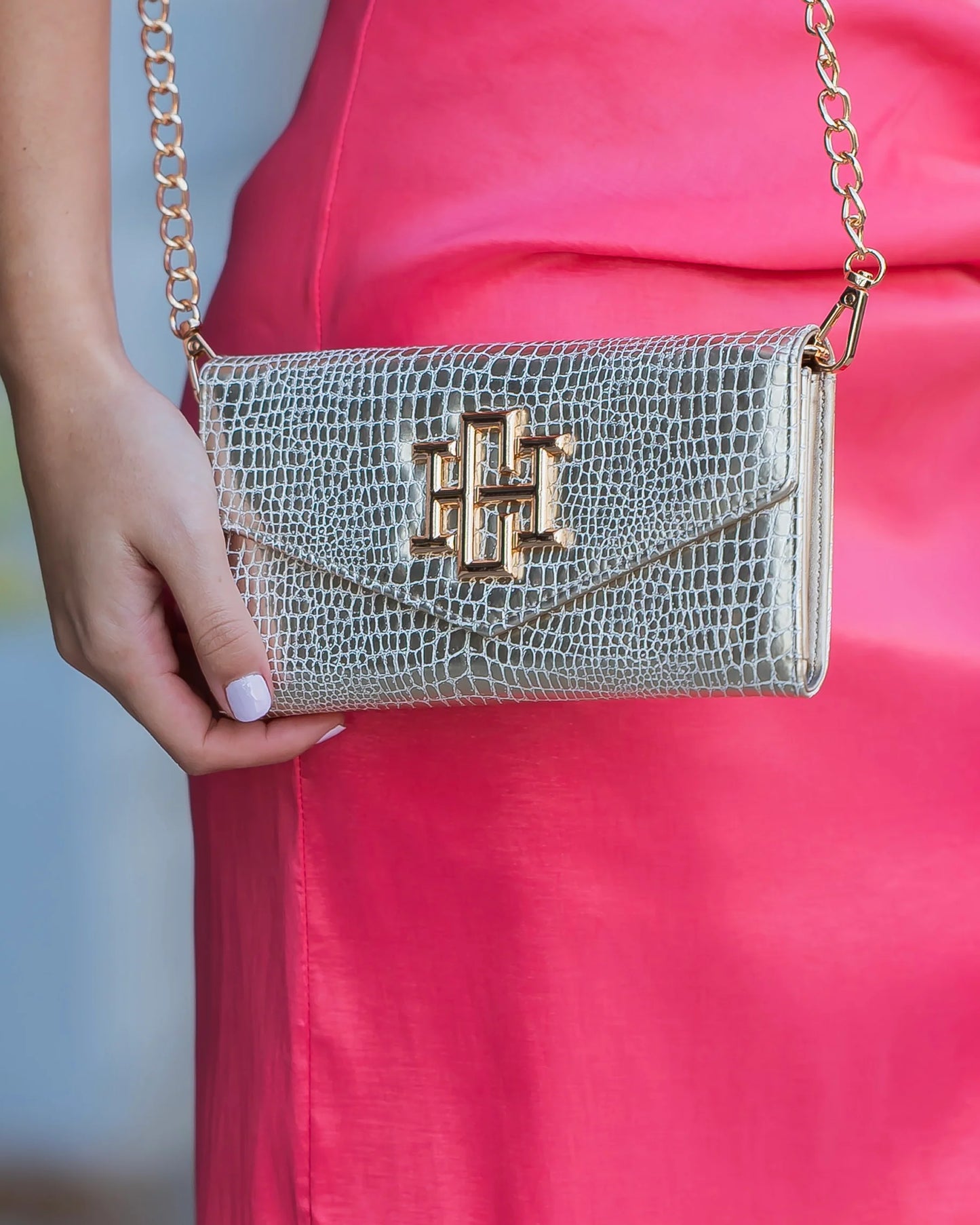 Caroline Hill Gold Clutch/Crossbody