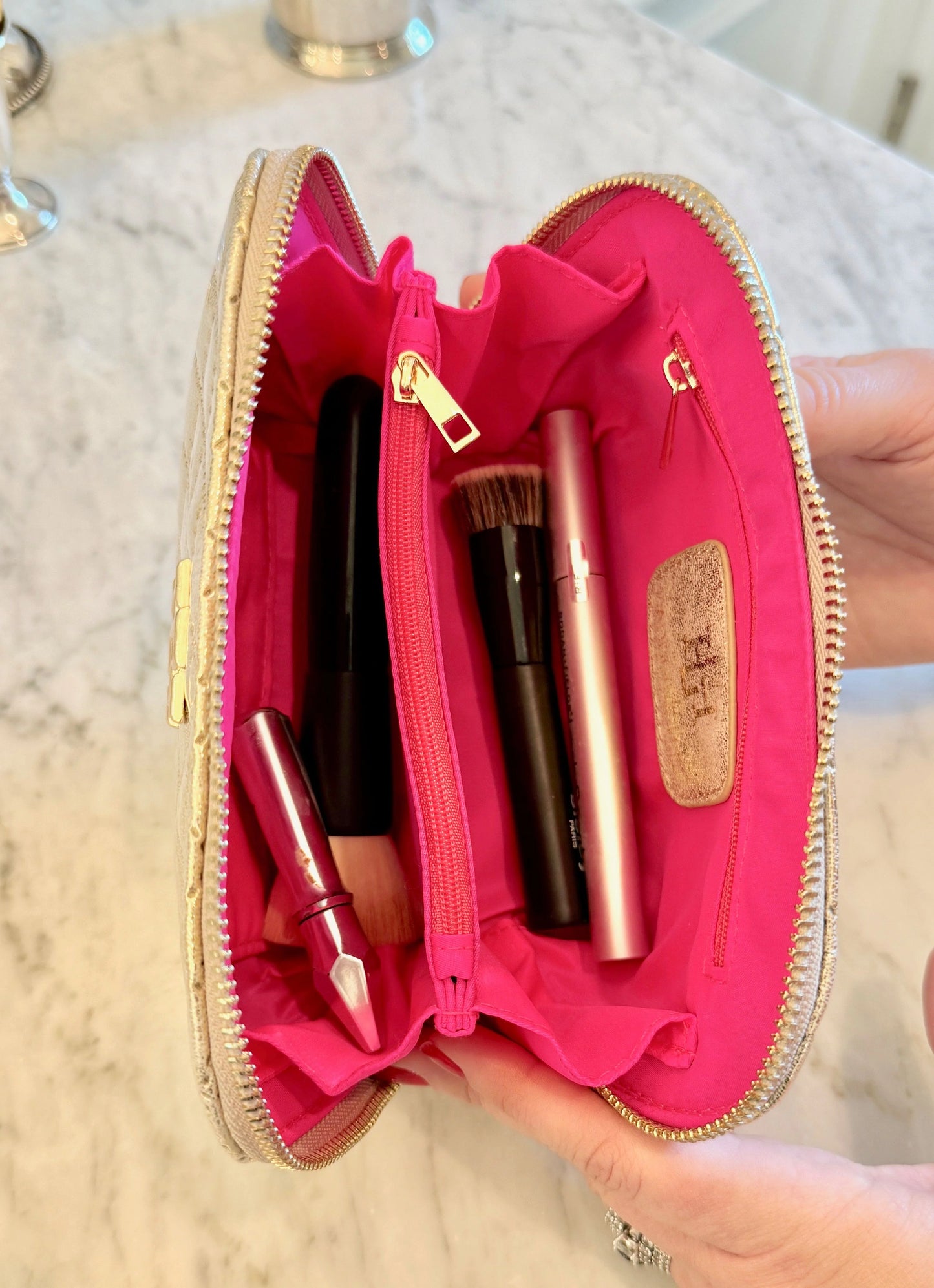 Caroline Hill Gold Makeup Pouch