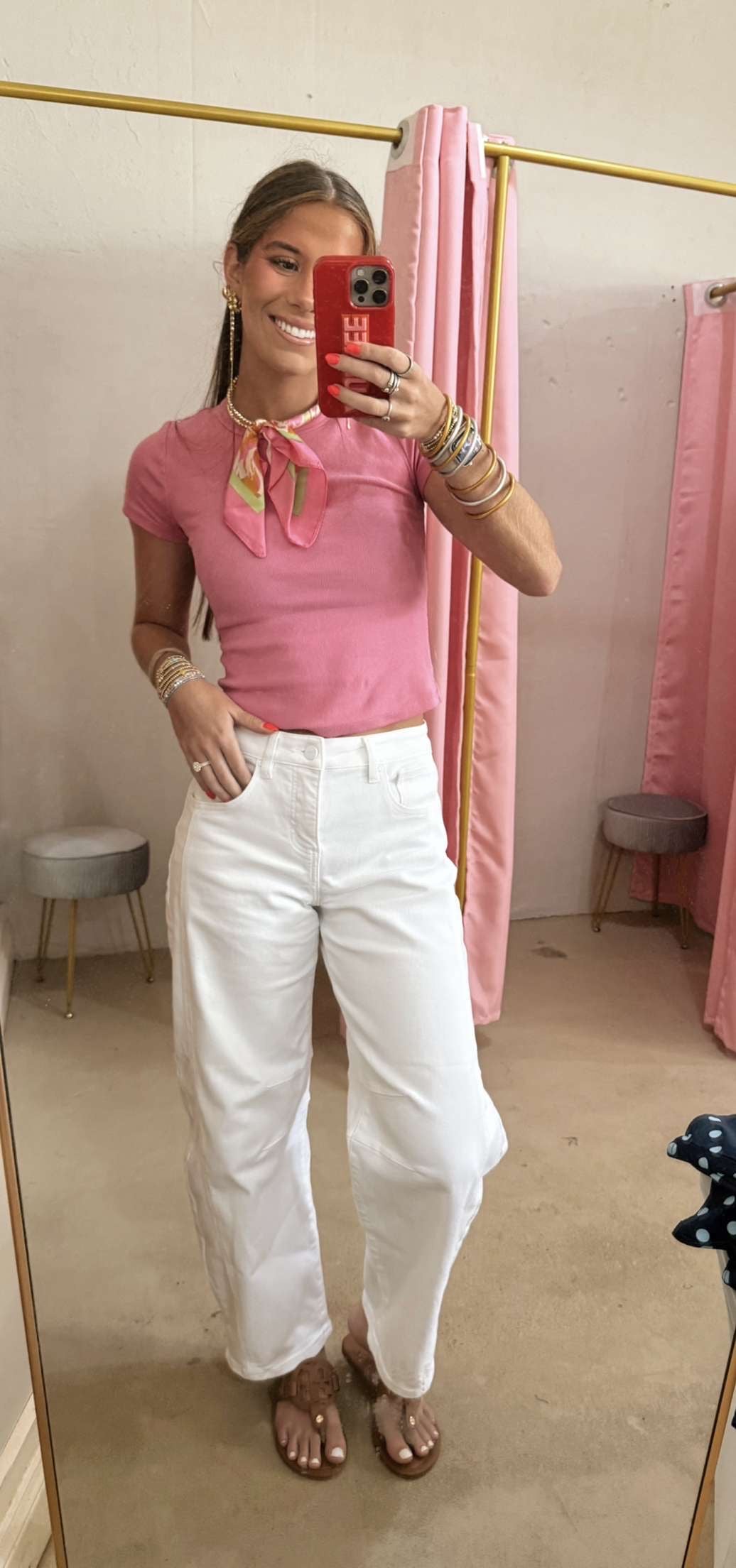 Risen White Barrel Jeans