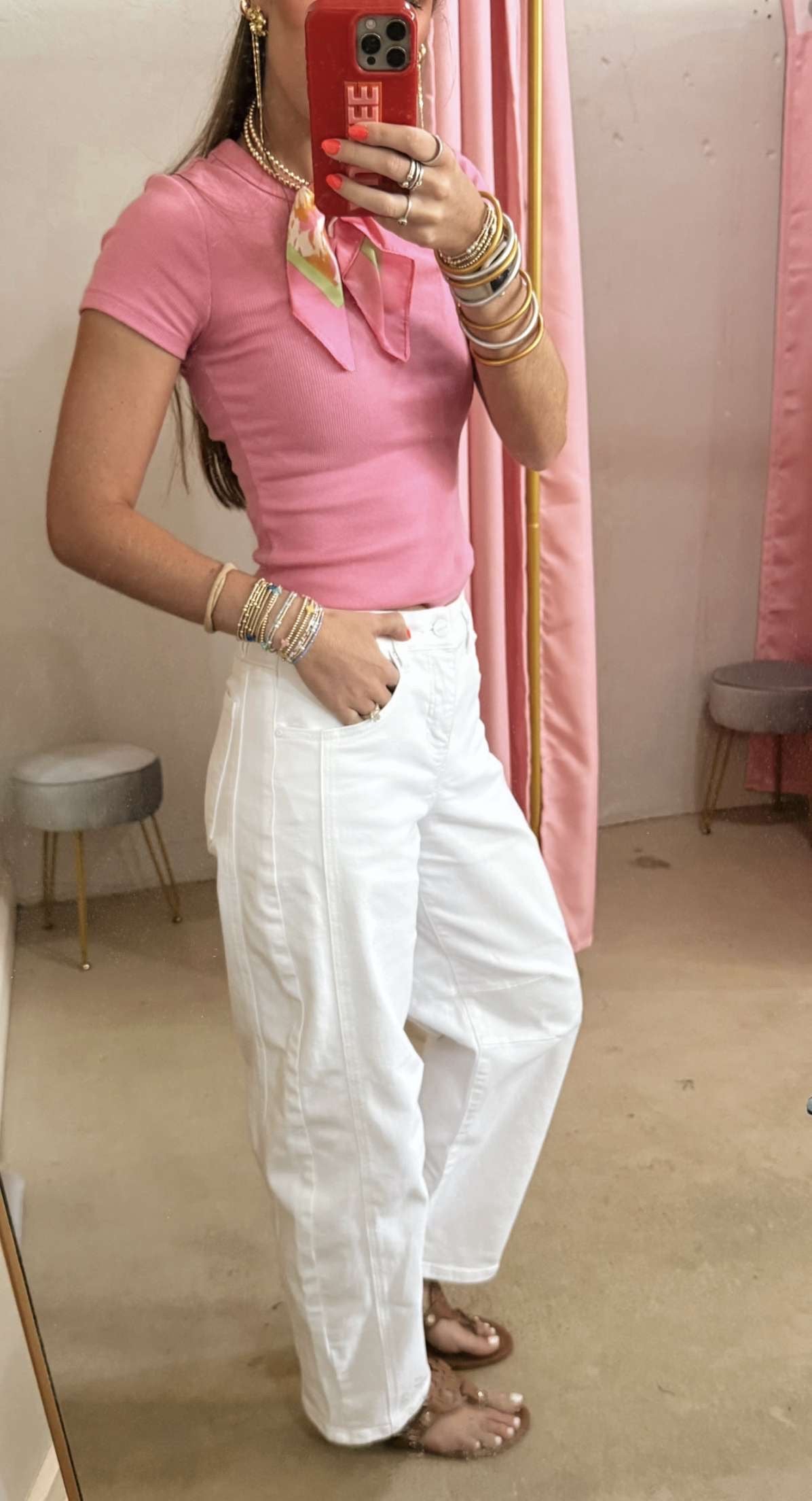 Risen White Barrel Jeans