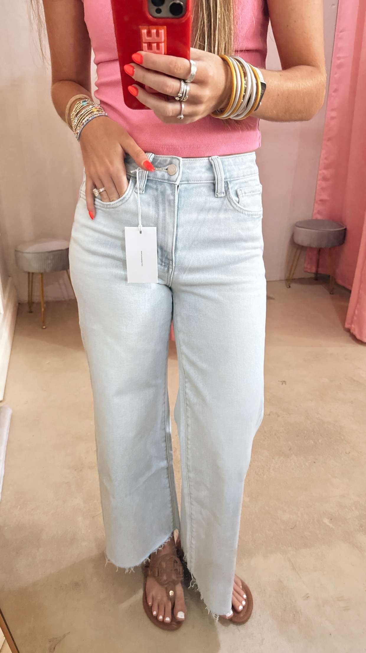Vervet Light Wash Raw Hem Jeans