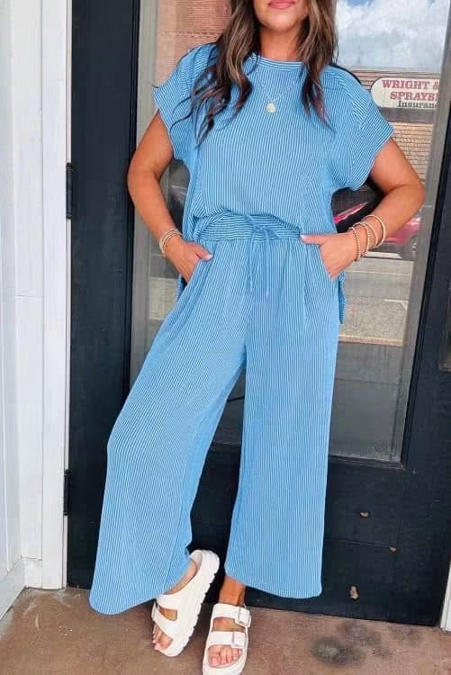 Blue Corded Pant Set