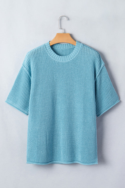 Blue Sweater with Side Slit