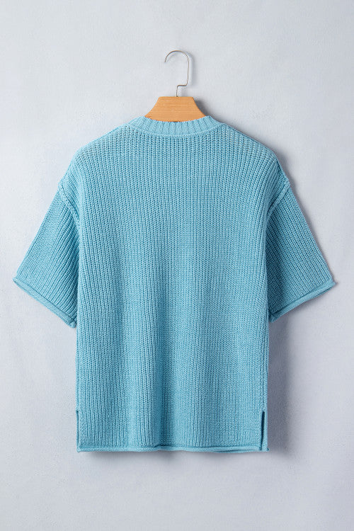 Blue Sweater with Side Slit