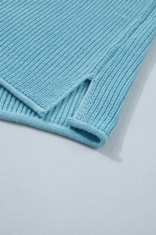 Blue Sweater with Side Slit