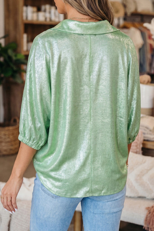 Green Metallic Top
