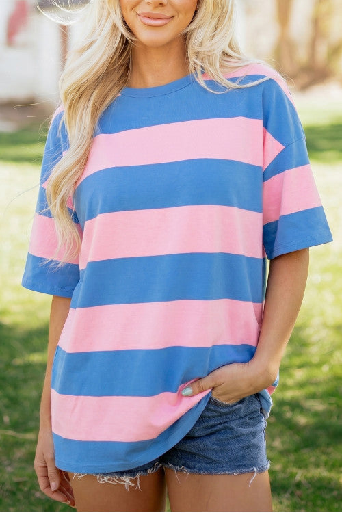 Pink and Blue Oversized Tunic Tee