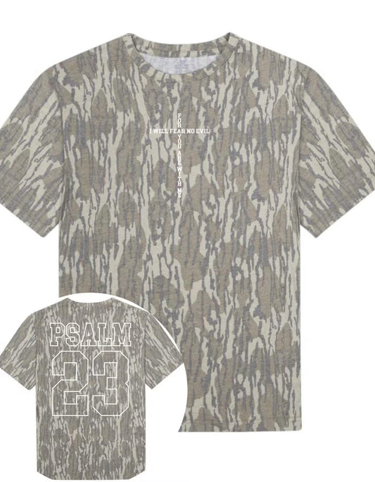 Mossy Oak Bottomland Camo Psalm 23 Front and Back Design Tee