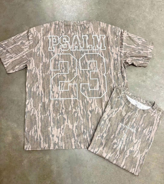 Mossy Oak Bottomland Camo Psalm 23 Front and Back Design Tee